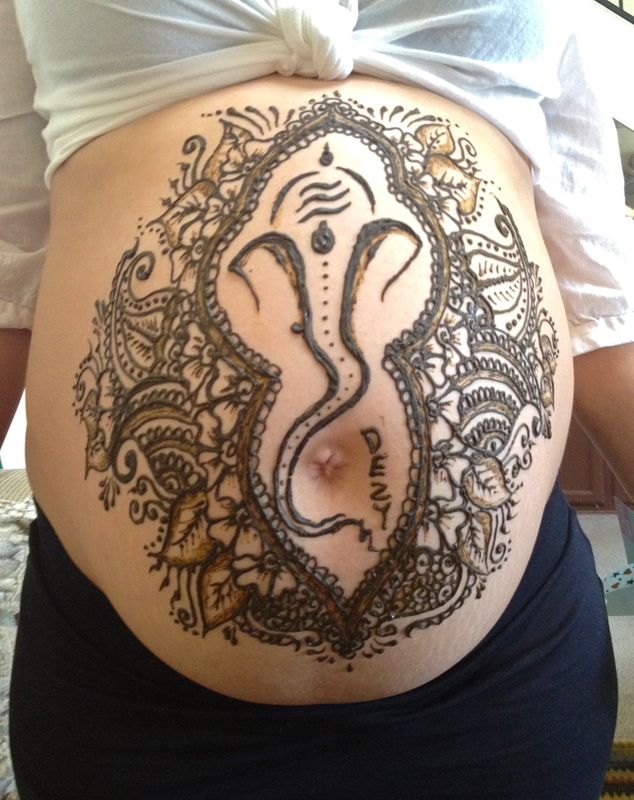 henna belly elephant